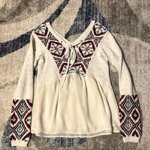 Abercrombie babydoll top with sweater sleeves XS